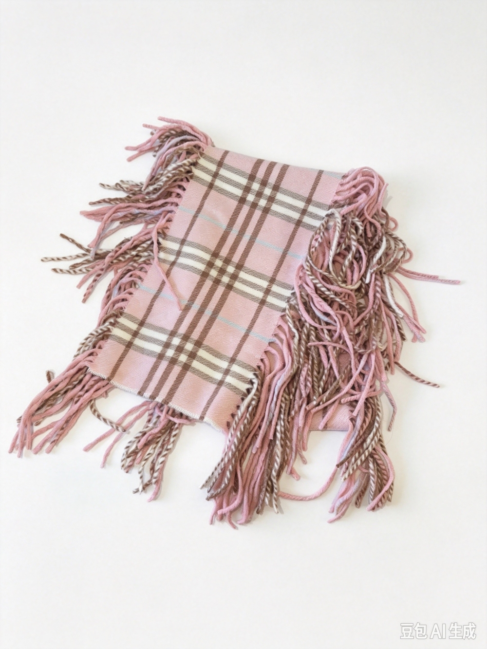 Soft Pink Plaid Fringe Scarf - Unbranded